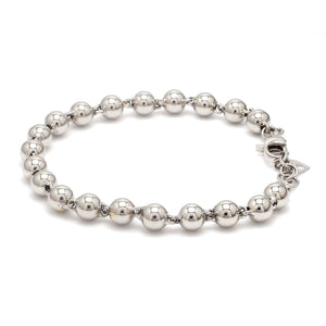 Jewelove™ Bangles & Bracelets 5mm Diamond Cut Balls Platinum Bracelet for Women JL PTB 1185