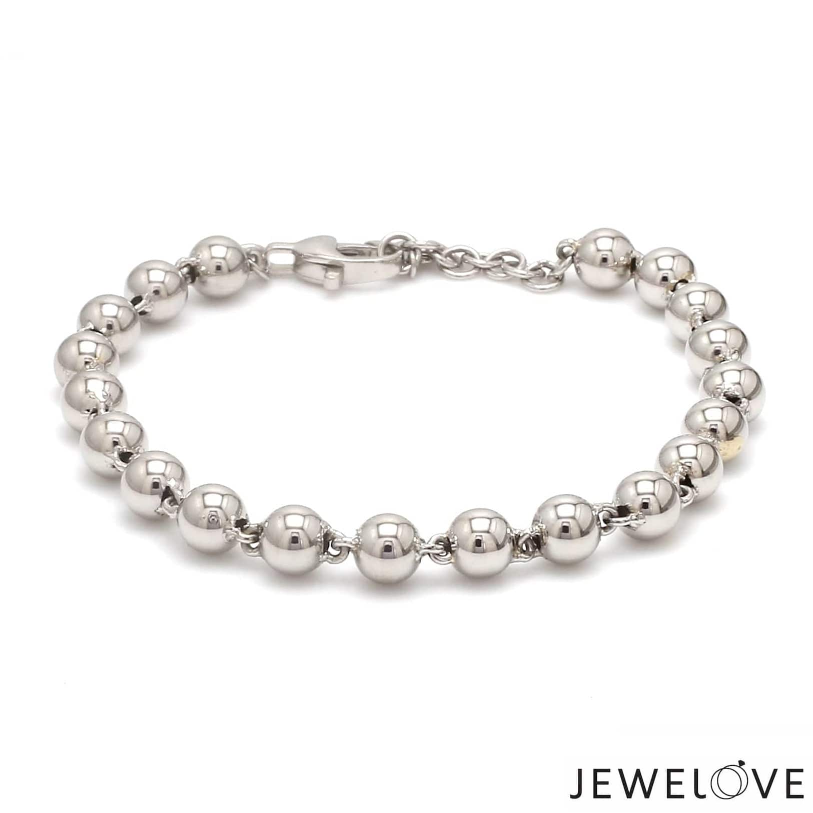 Jewelove™ Bangles & Bracelets 5mm Diamond Cut Balls Platinum Bracelet for Women JL PTB 1185