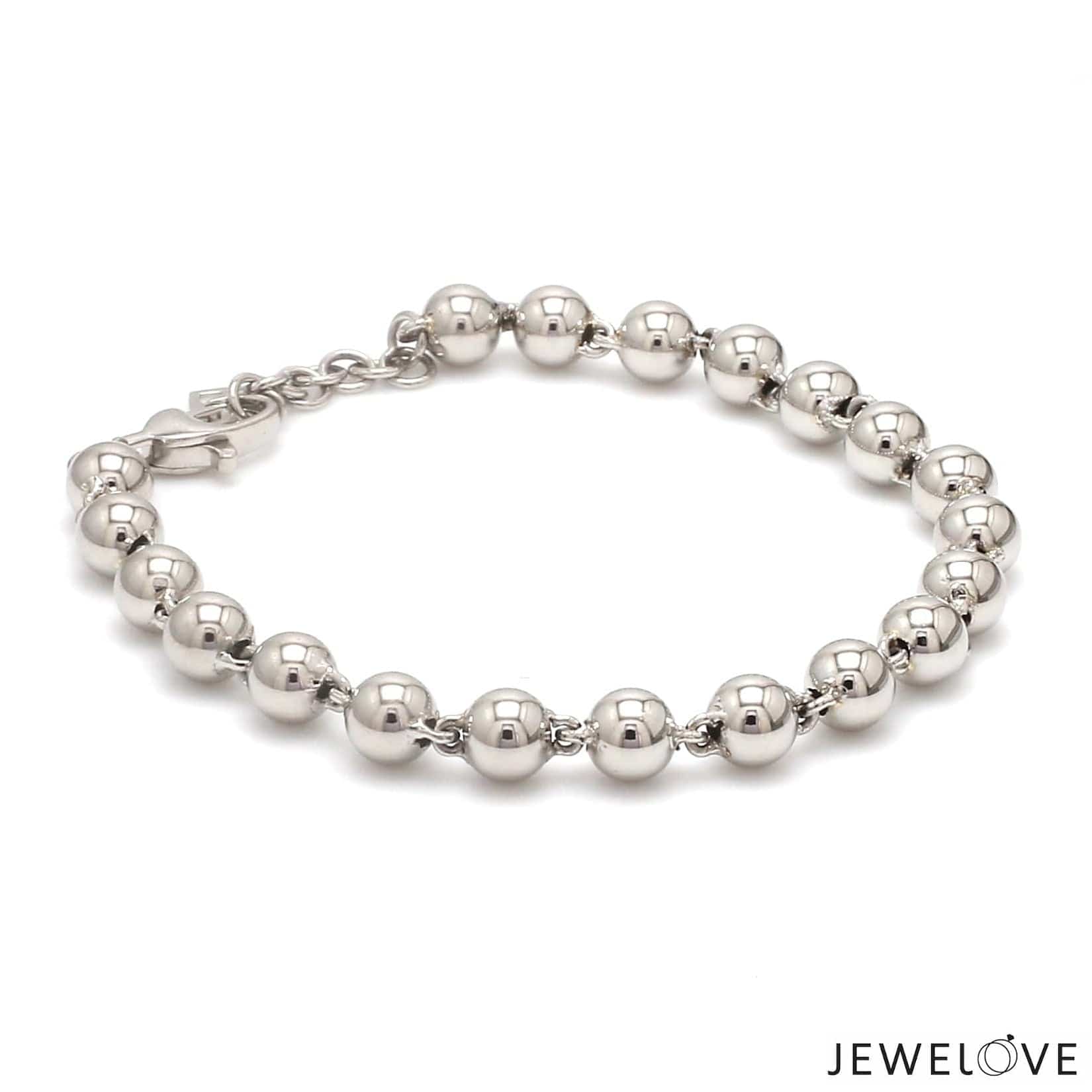 Jewelove™ Bangles & Bracelets 5mm Diamond Cut Balls Platinum Bracelet for Women JL PTB 1185