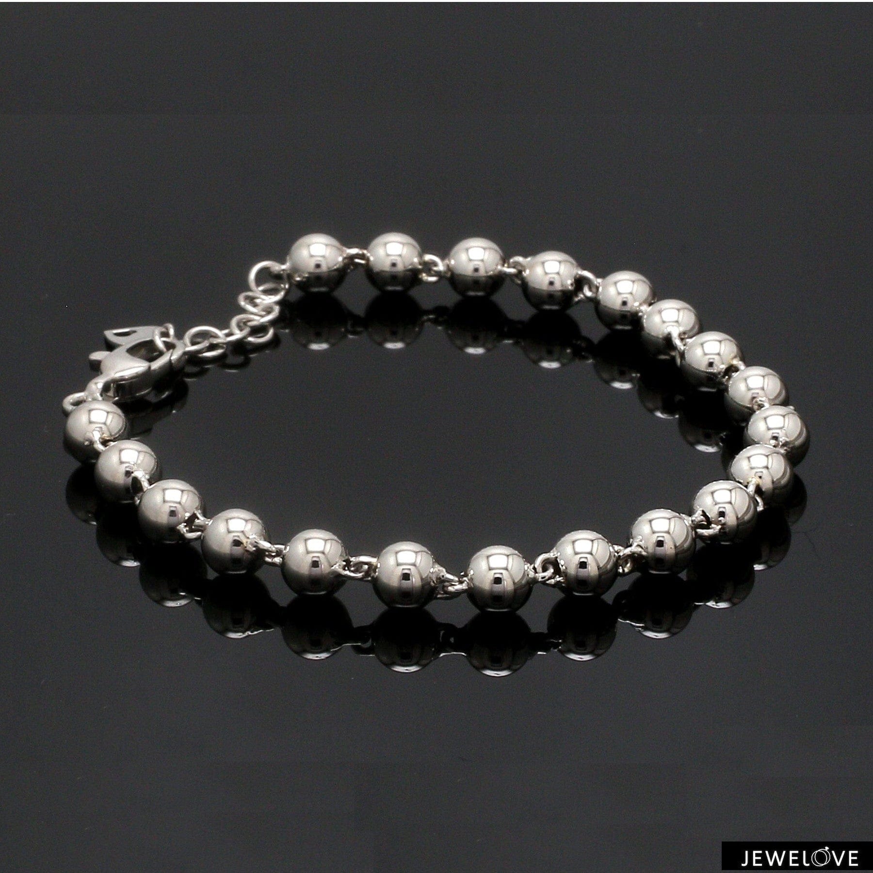 Jewelove™ Bangles & Bracelets 5mm Diamond Cut Balls Platinum Bracelet for Women JL PTB 1185