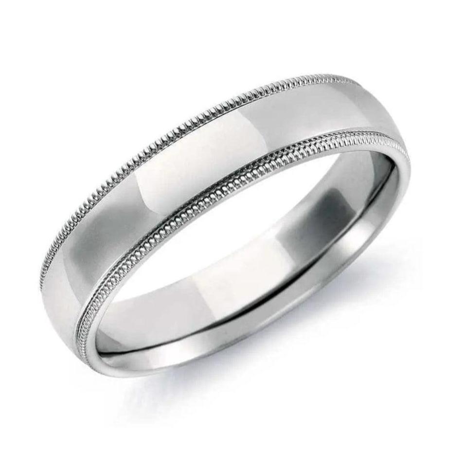 Jewelove™ Rings Men's Band only 5mm Plain Platinum Milgrain Band for Men SJ PTO 254