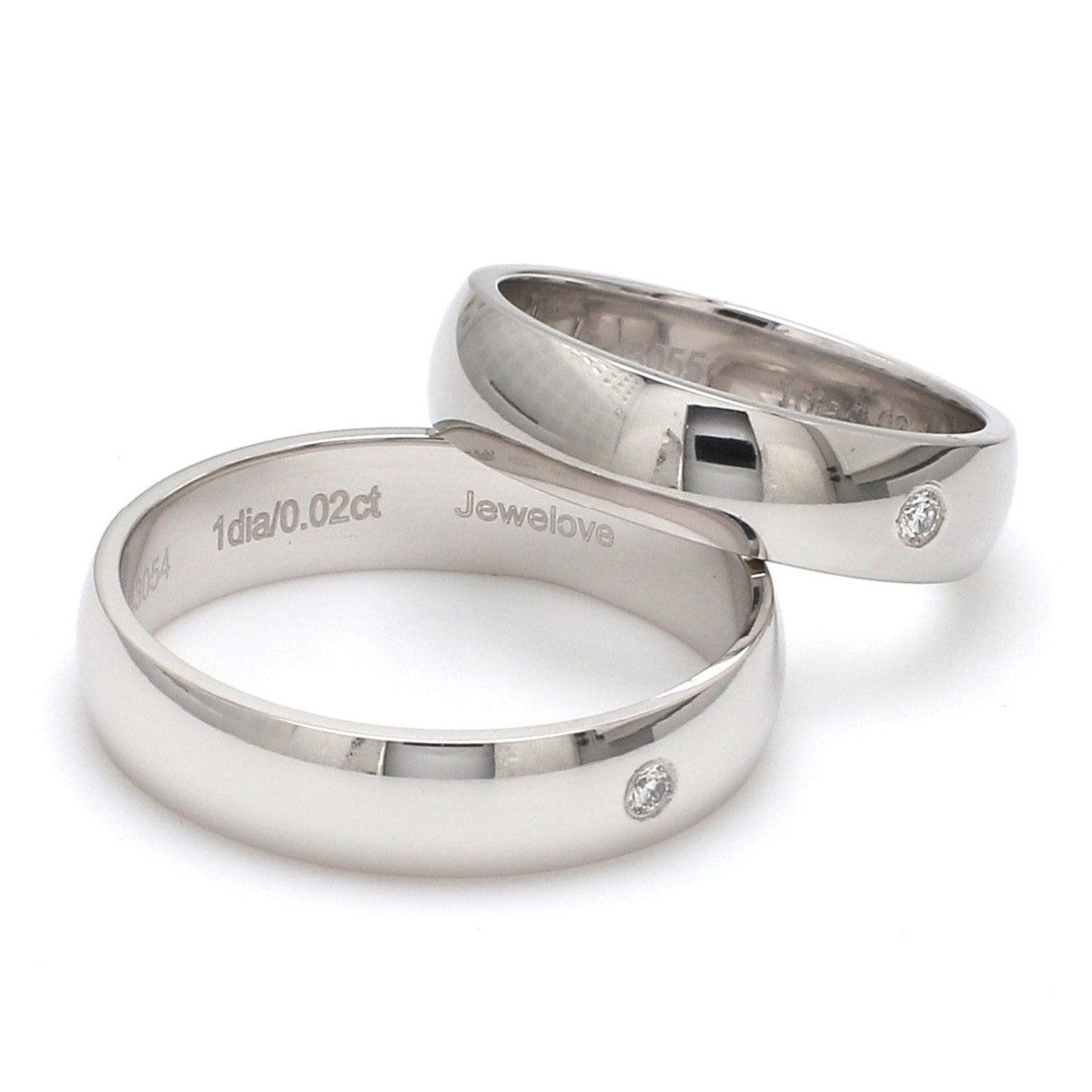 Jewelove™ Rings 5mm Single Diamond Platinum Love Bands JL PT 630