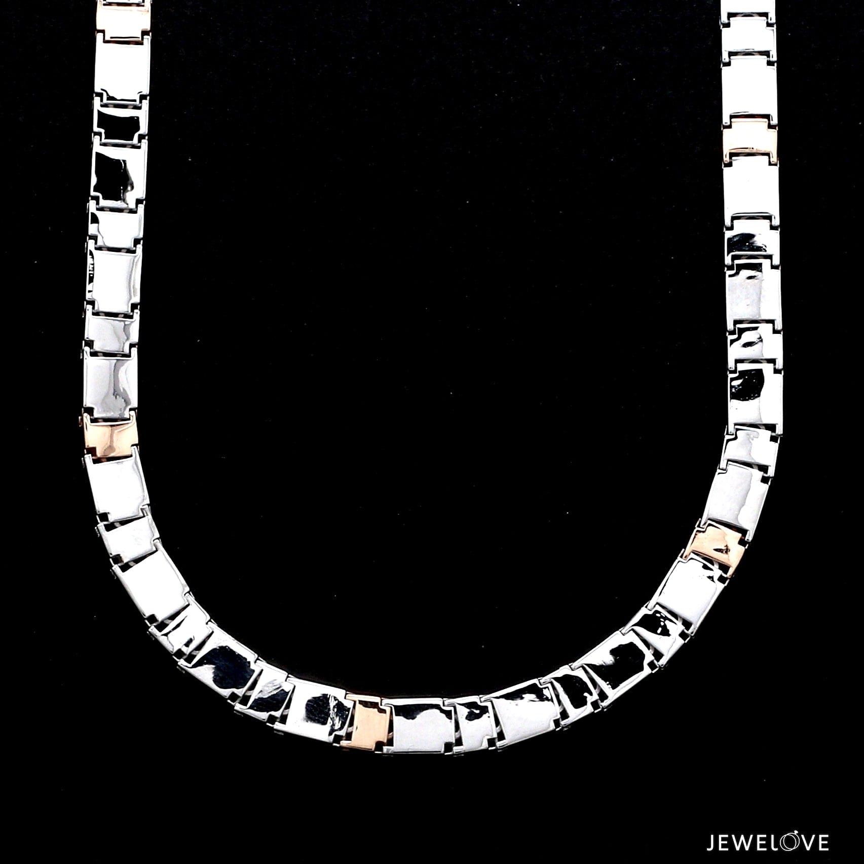 Jewelove™ Chains 6.5mm Platinum Rose Gold Two Side Chain with Hi-Polish & Matte Finish for Men JL PT CH 1231