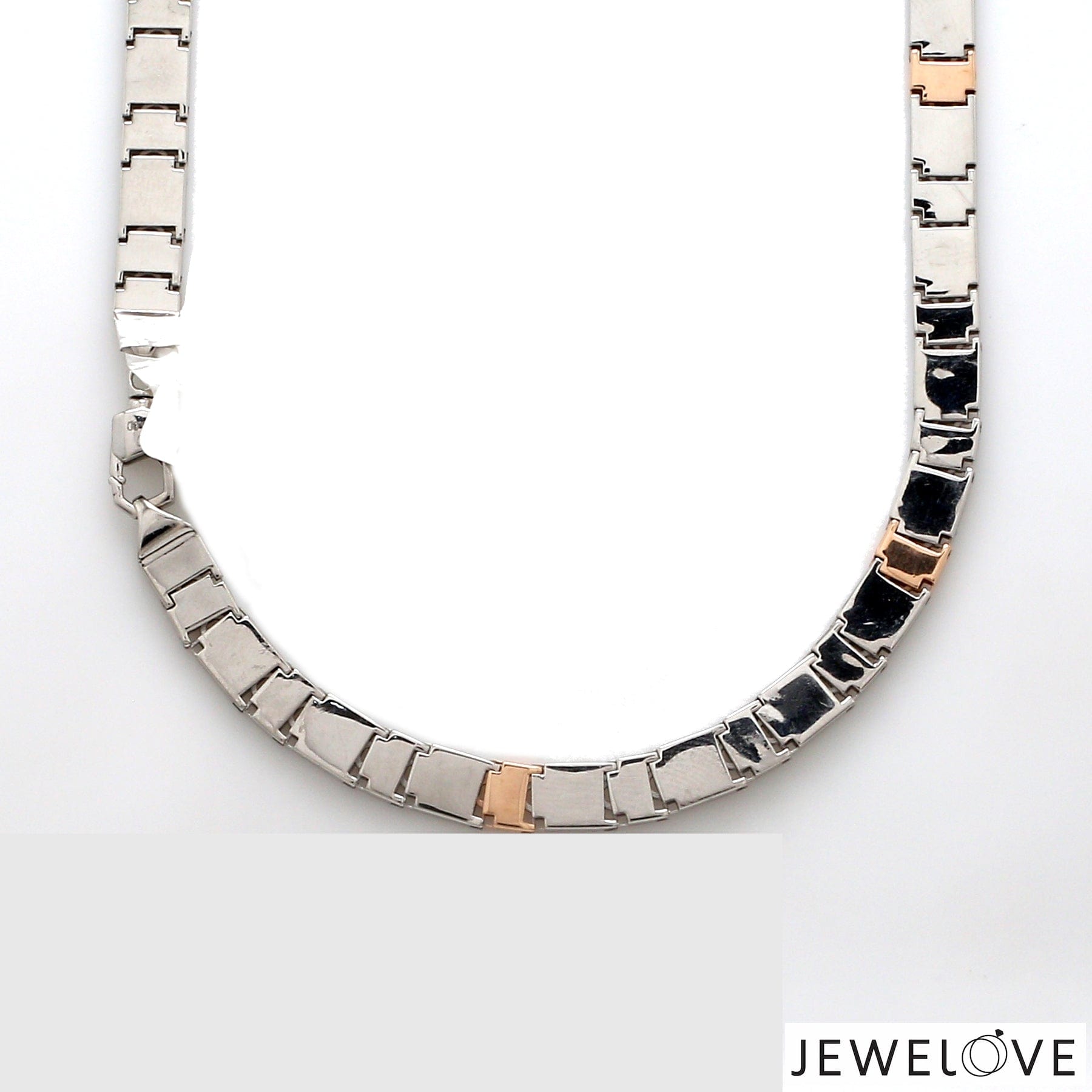 Jewelove™ Chains 6.5mm Platinum Rose Gold Two Side Chain with Hi-Polish & Matte Finish for Men JL PT CH 1231