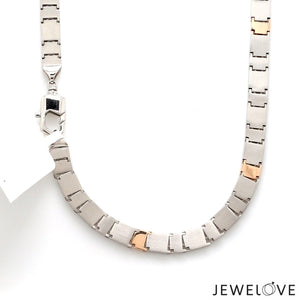 Jewelove™ Chains 6.5mm Platinum Rose Gold Two Side Chain with Hi-Polish & Matte Finish for Men JL PT CH 1231