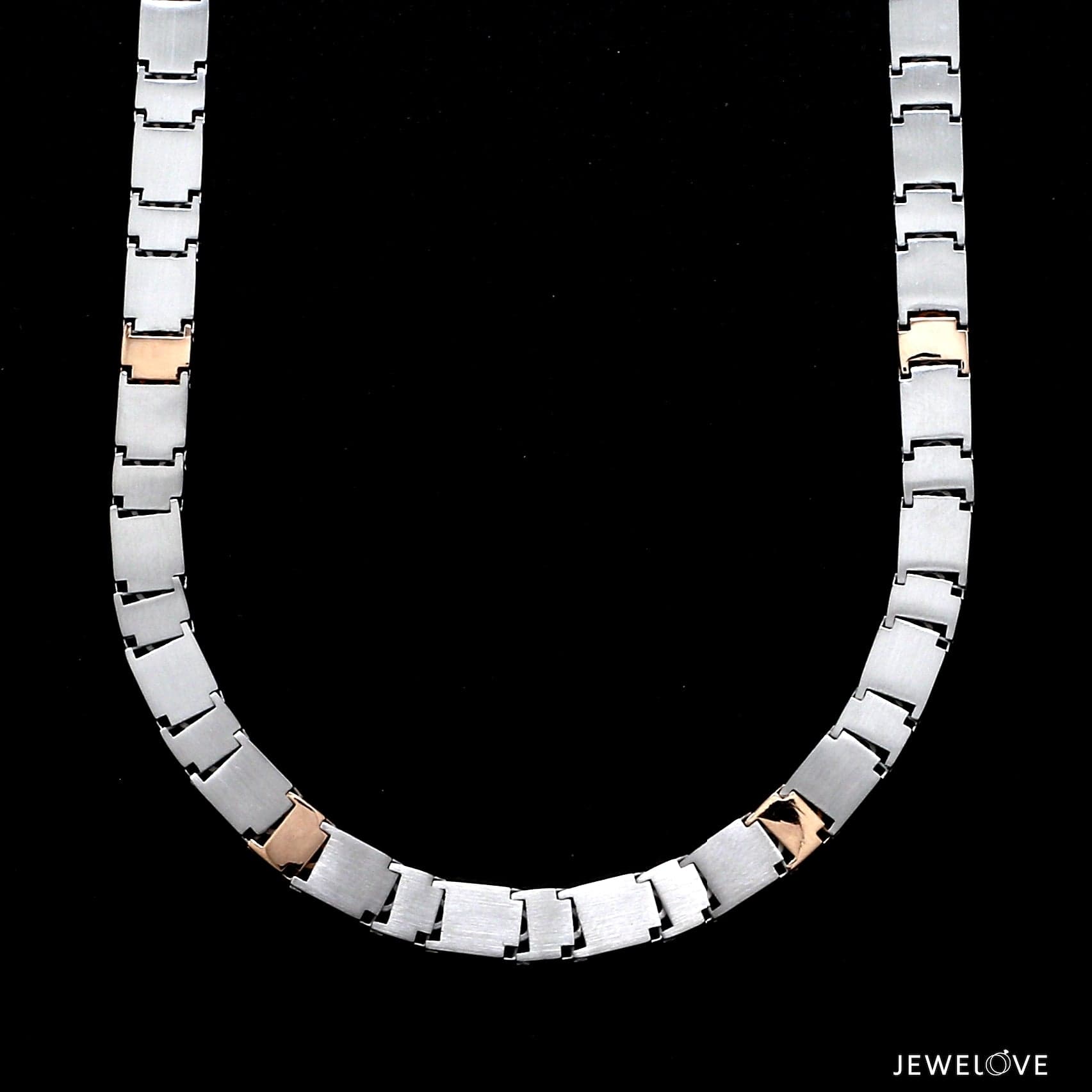 Jewelove™ Chains 6.5mm Platinum Rose Gold Two Side Chain with Hi-Polish & Matte Finish for Men JL PT CH 1231