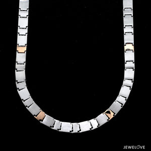 Jewelove™ Chains 6.5mm Platinum Rose Gold Two Side Chain with Hi-Polish & Matte Finish for Men JL PT CH 1231