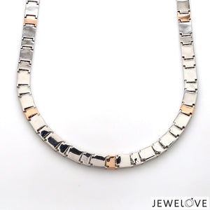 Jewelove™ Chains 6.5mm Platinum Rose Gold Two Side Chain with Hi-Polish & Matte Finish for Men JL PT CH 1231