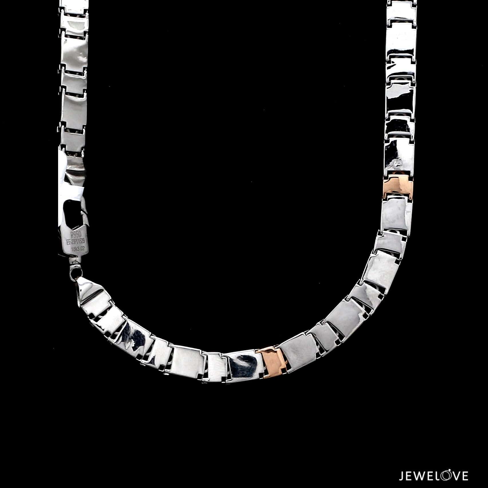 Jewelove™ Chains 6.5mm Platinum Rose Gold Two Side Chain with Hi-Polish & Matte Finish for Men JL PT CH 1231