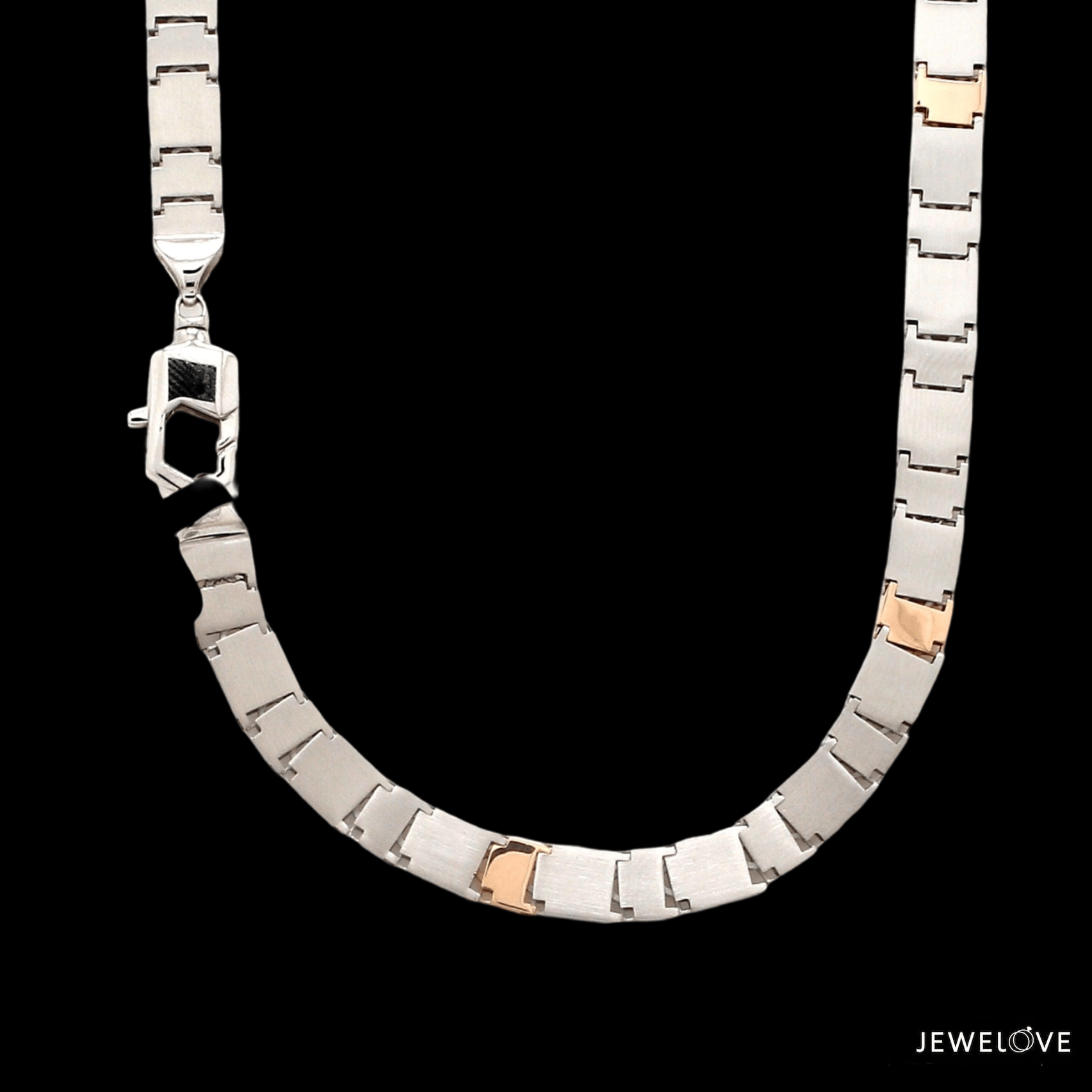 Jewelove™ Chains 6.5mm Platinum Rose Gold Two Side Chain with Hi-Polish & Matte Finish for Men JL PT CH 1231