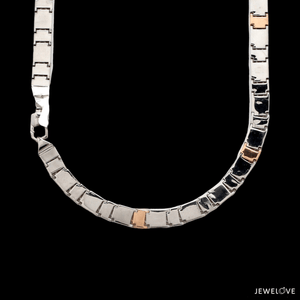 Jewelove™ Chains 6.5mm Platinum Rose Gold Two Side Chain with Hi-Polish & Matte Finish for Men JL PT CH 1231