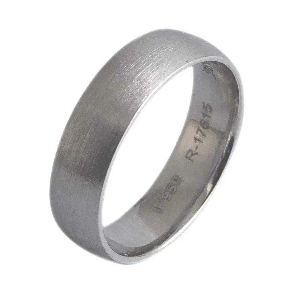 Jewelove™ Rings Men's Band only 6mm Brushed Finish Comfort Fit Platinum Wedding Band for Men JL PT 436