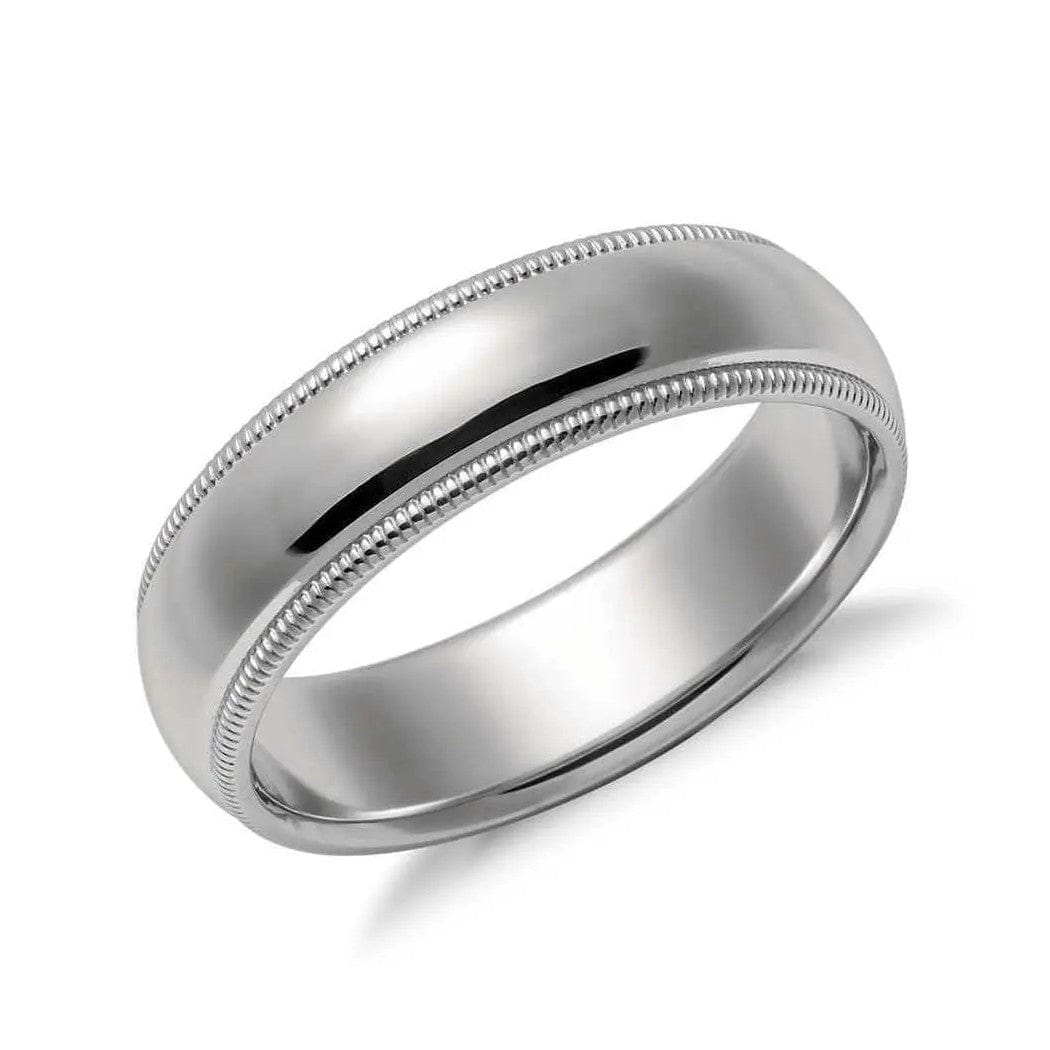 Jewelove™ Rings Men's Band only 6mm Plain Platinum Milgrain Band for Men SJ PTO 253