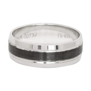 Jewelove™ Rings Men's Band only 6mm Plain Platinum Ring with Masculine Black for Men JL PT 414