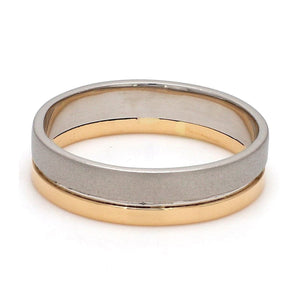 Jewelove™ Rings Men's Band only 6mm Platinum Ring with 2mm Gold Line for Men JL PT 518