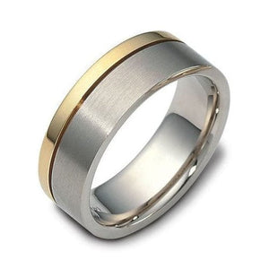 Jewelove™ Rings Men's Band only 6mm Platinum Ring with 2mm Gold Line for Men JL PT 518