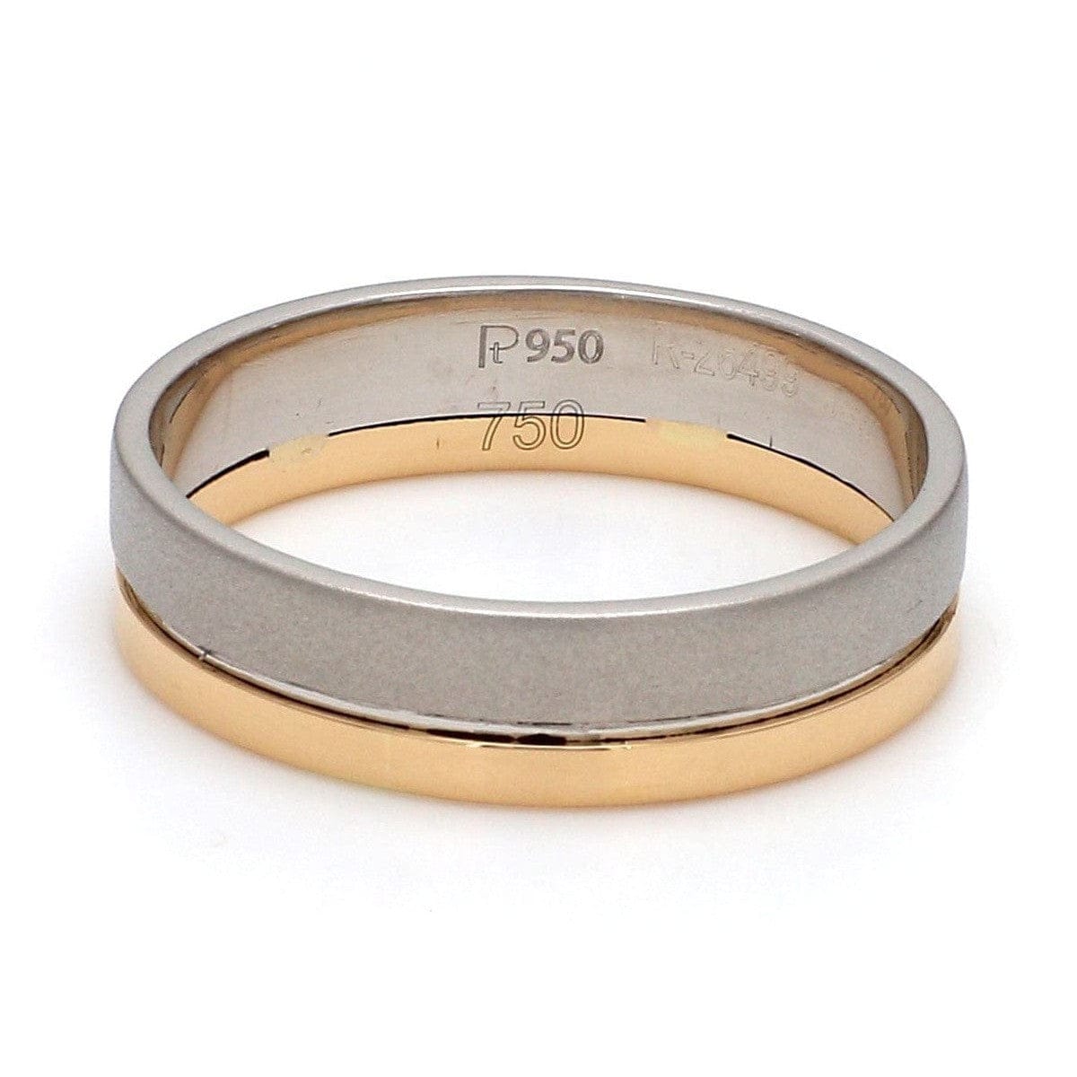 Jewelove™ Rings Men's Band only 6mm Platinum Ring with 2mm Gold Line for Men JL PT 518