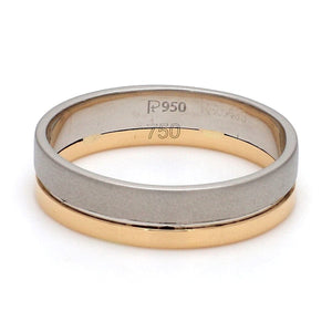 Jewelove™ Rings Men's Band only 6mm Platinum Ring with 2mm Gold Line for Men JL PT 518