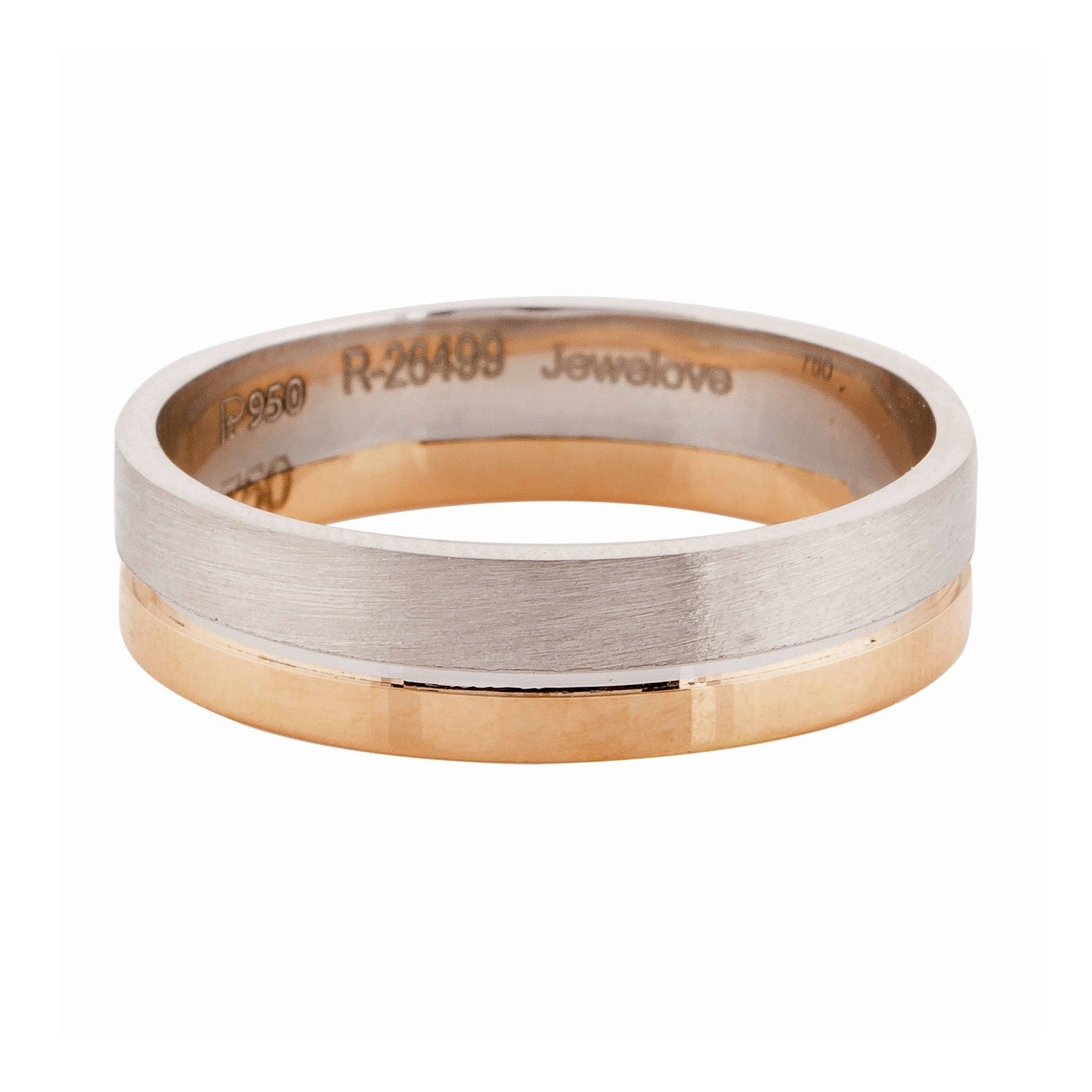 Jewelove™ Rings Men's Band only 6mm Platinum Ring with 2mm Gold Line for Men JL PT 518