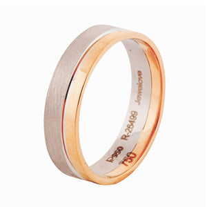 Jewelove™ Rings Men's Band only 6mm Platinum Ring with 2mm Gold Line for Men JL PT 518