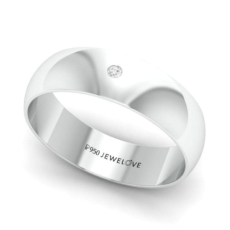 Jewelove™ Rings 6mm Single Diamond Platinum Love Bands JL PT 630