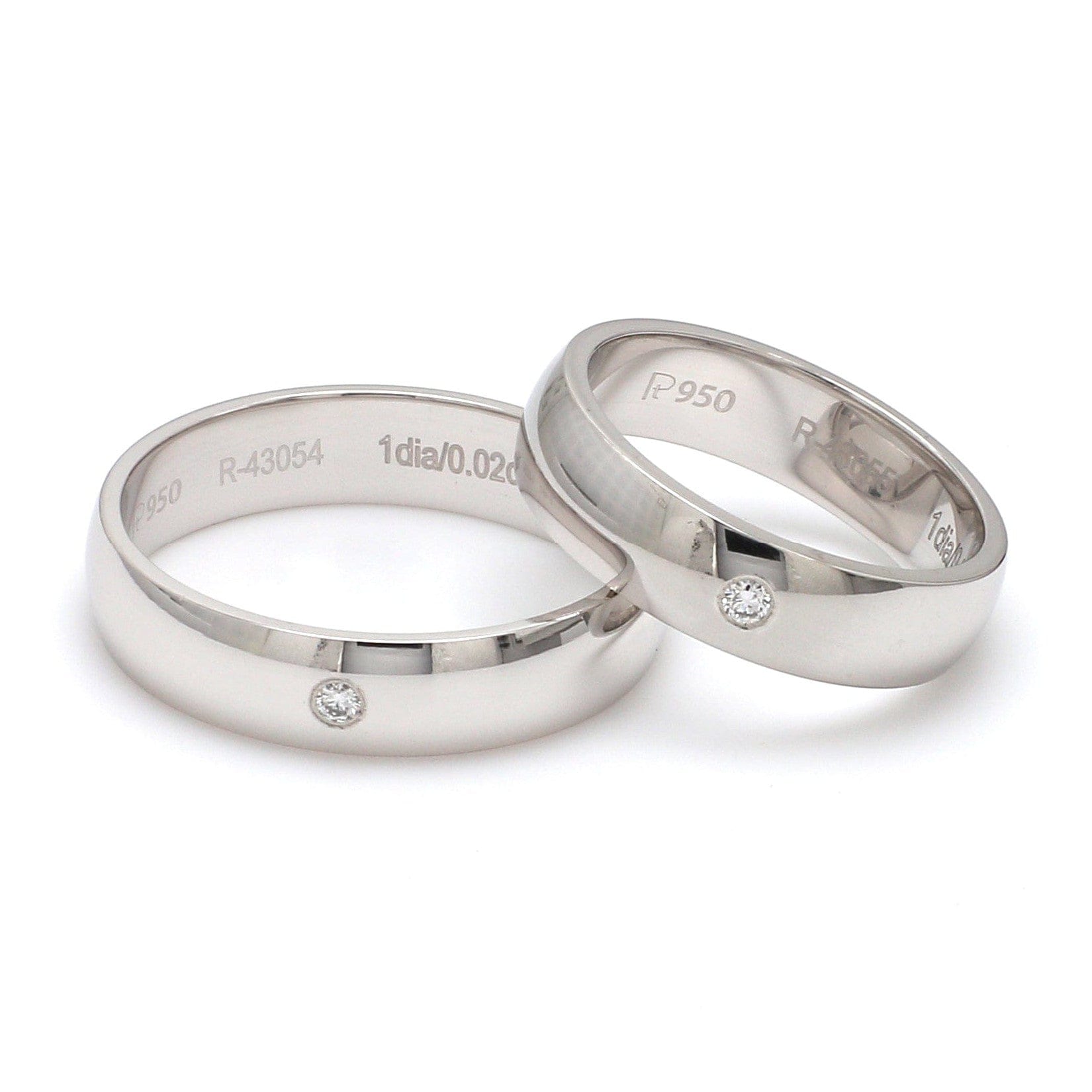 Jewelove™ Rings 6mm Single Diamond Platinum Love Bands JL PT 630