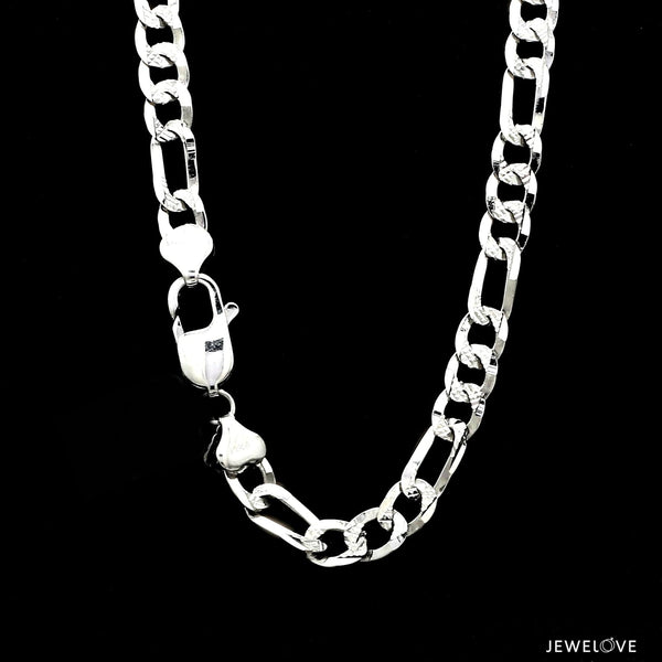 Jewelove™ Chains 7.75mm Japanese Figaro Platinum Sachin Chain with Diamond Cutting for Men JL PT CH 979-A