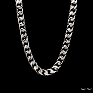 Jewelove™ Chains 7.75mm Platinum Heavy Double Side Hi-Polish & Matte Finish Chain for Men JL PT CH 1227