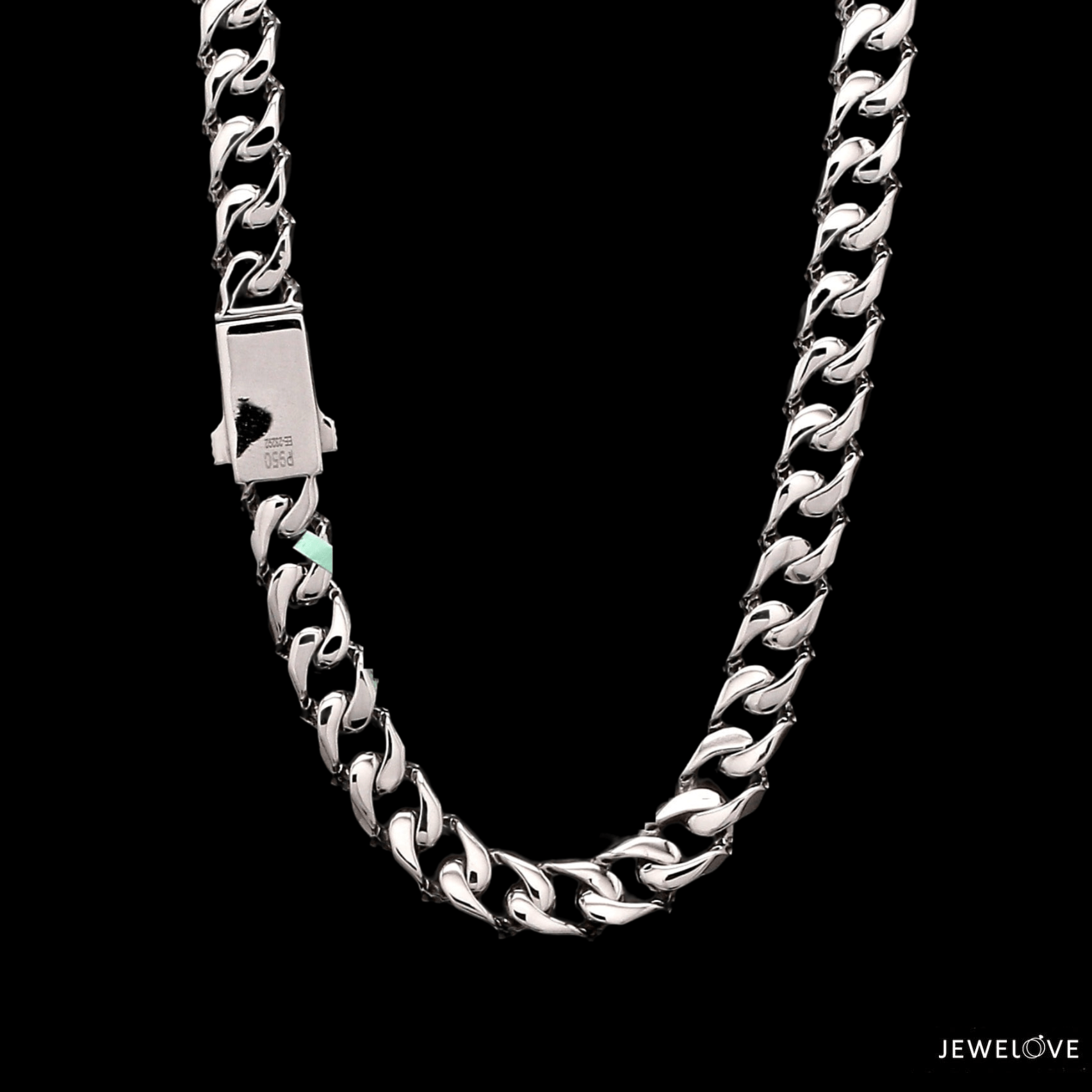 Jewelove™ Chains 7.75mm Platinum Heavy Double Side Hi-Polish & Matte Finish Chain for Men JL PT CH 1227