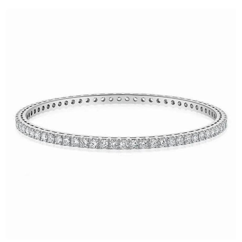 Jewelove™ Bangles & Bracelets 7 Pointer Single Line Diamond Bangle in Platinum JL PTB 616