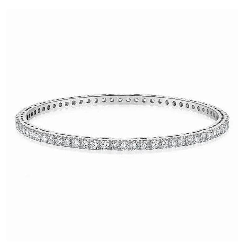 Jewelove™ Bangles & Bracelets 7 Pointer Single Line Diamond Bangle in Platinum JL PTB 616