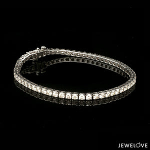 Jewelove™ Bangles & Bracelets Single / SI IJ 7 Pointer Single Line Platinum Tennis Bracelet with Diamonds JL PTB 646