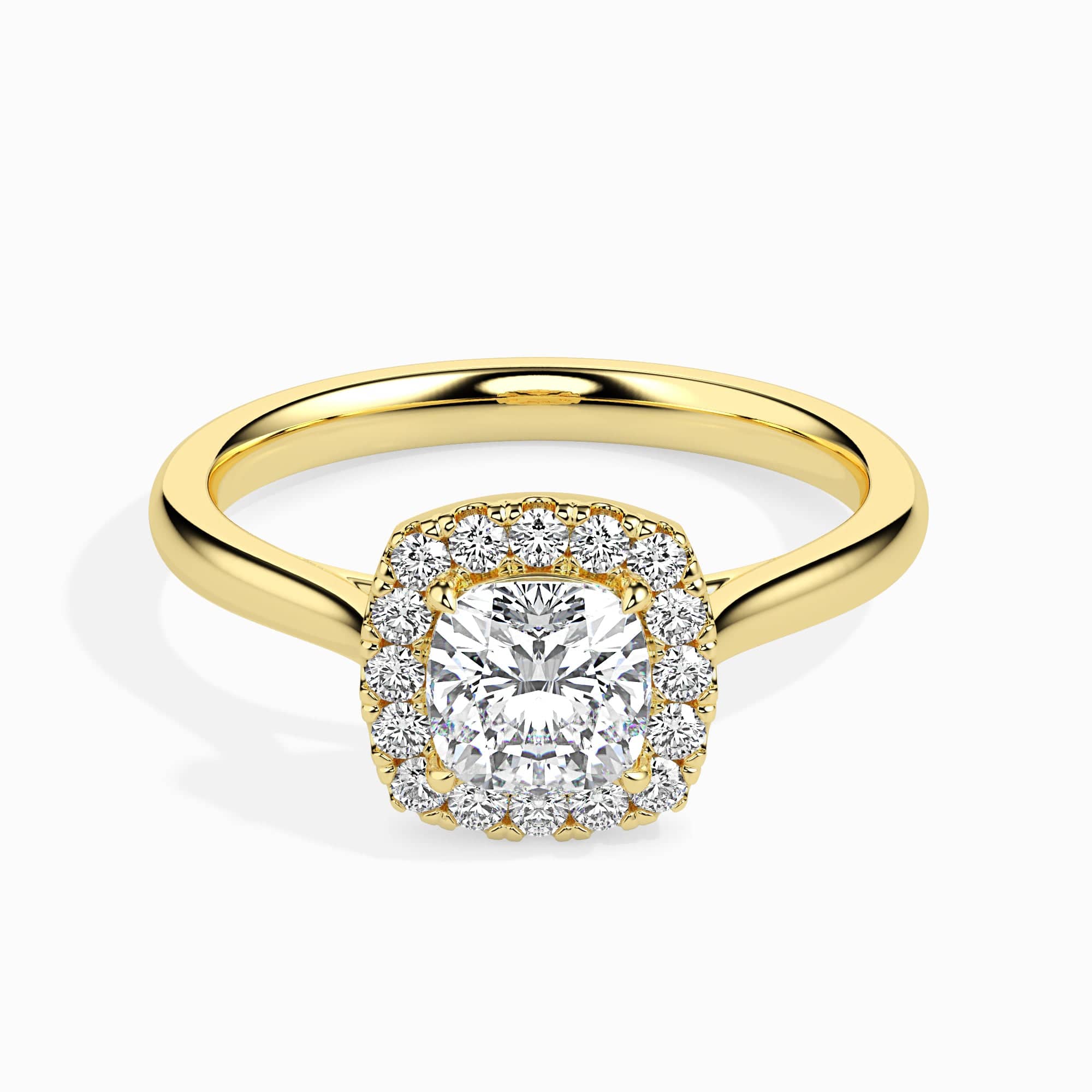 Jewelove™ Rings Women's Band only / VVS G 70-Pointer Cushion Cut Solitaire Halo Diamond 18K Yellow Gold Ring JL AU 19023Y-B