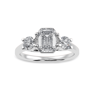 Jewelove™ Rings E VVS / Women's Band only 70-Pointer Emerald Cut Solitaire Diamond Accents Platinum Ring JL PT 1232-B