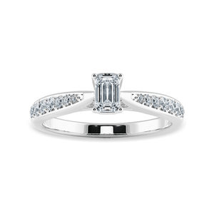 Jewelove™ Rings E VVS / Women's Band only 70-Pointer Emerald Cut Solitaire Diamond Shank Platinum Ring JL PT 1280-B