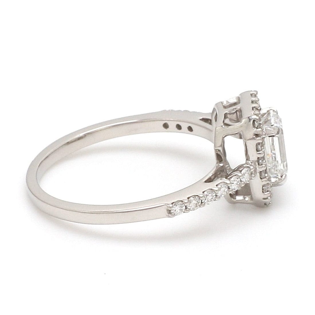 Jewelove™ Rings E VS2 / Women's Band only 70-Pointer Emerald Cut Solitaire Ring in Platinum Halo Setting JL PT 469-A