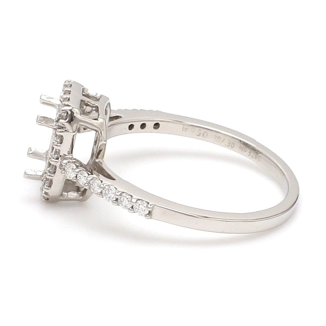 Jewelove™ Rings E VS2 / Women's Band only 70-Pointer Emerald Cut Solitaire Ring in Platinum Halo Setting JL PT 469-A