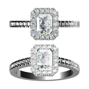 Jewelove™ Rings E VS2 / Women's Band only 70-Pointer Emerald Cut Solitaire Ring in Platinum Halo Setting JL PT 469-A