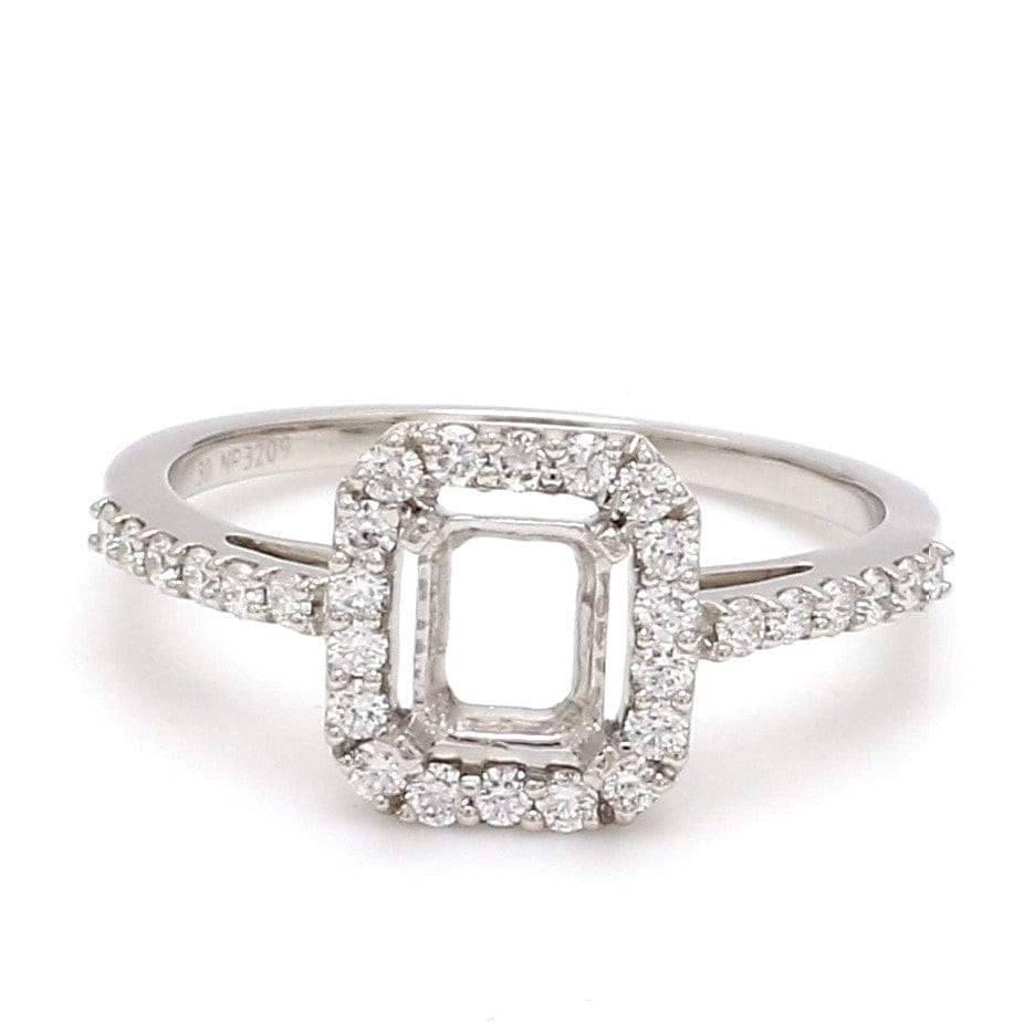 Jewelove™ Rings E VS2 / Women's Band only 70-Pointer Emerald Cut Solitaire Ring in Platinum Halo Setting JL PT 469-A