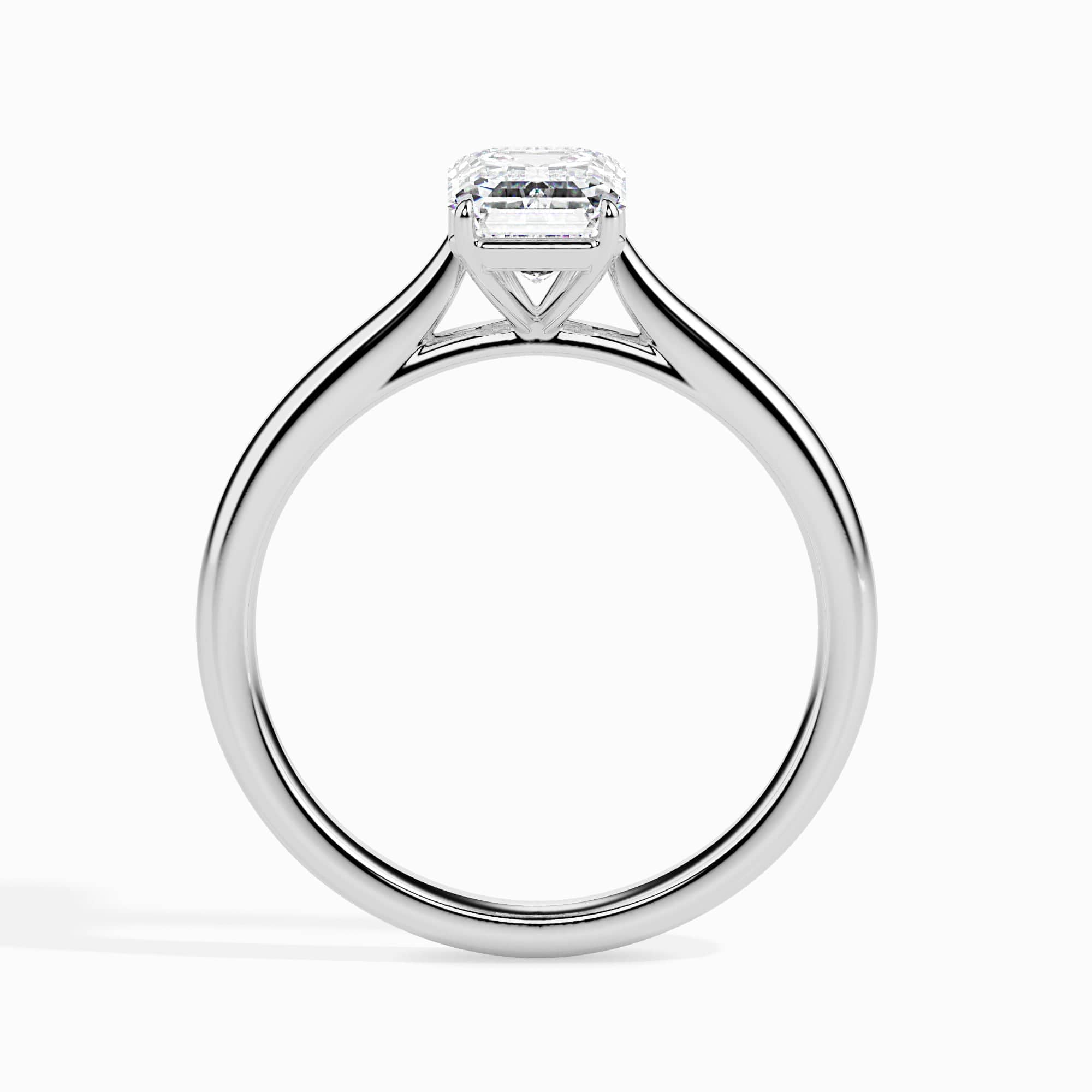 Jewelove™ Rings E VVS / Women's Band only 70-Pointer Emerald Cut Solitaire Shank Platinum Ring JL PT 19005-B