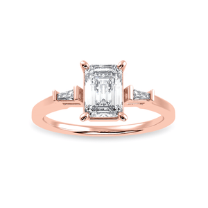 Jewelove™ Rings Women's Band only / VVS E 70-Pointer Emerald Cut Solitaire with Baguette Cut Diamond Accents 18K Rose Gold Solitaire Ring JL AU 1224R-B