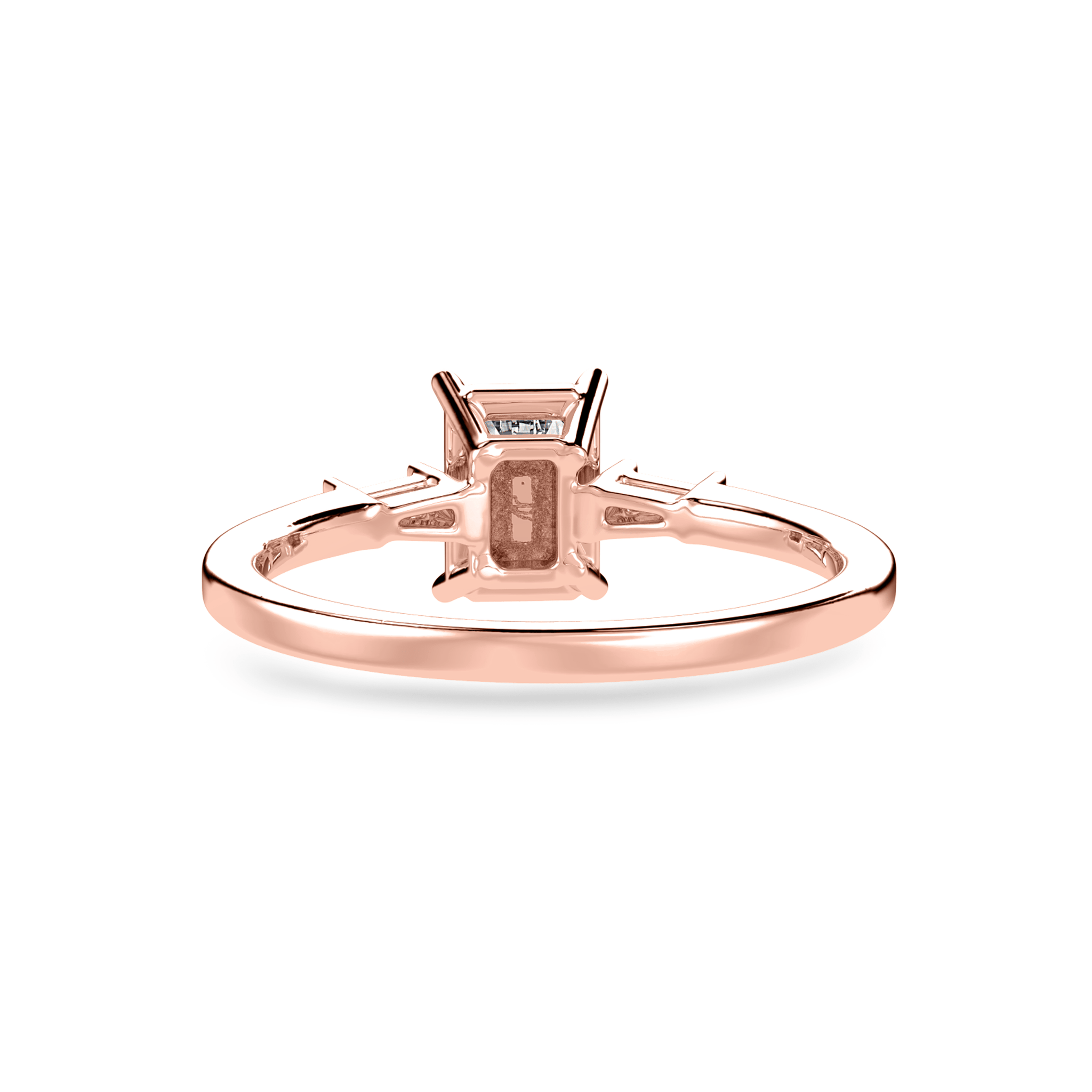 Jewelove™ Rings Women's Band only / VVS E 70-Pointer Emerald Cut Solitaire with Baguette Cut Diamond Accents 18K Rose Gold Solitaire Ring JL AU 1224R-B