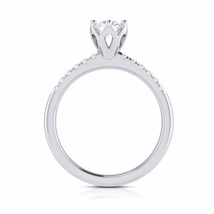 Jewelove™ Rings J VS / Women's Band only 70-Pointer Flowery Platinum Solitaire Engagement Ring with Diamond Shank JL PT G 105-B