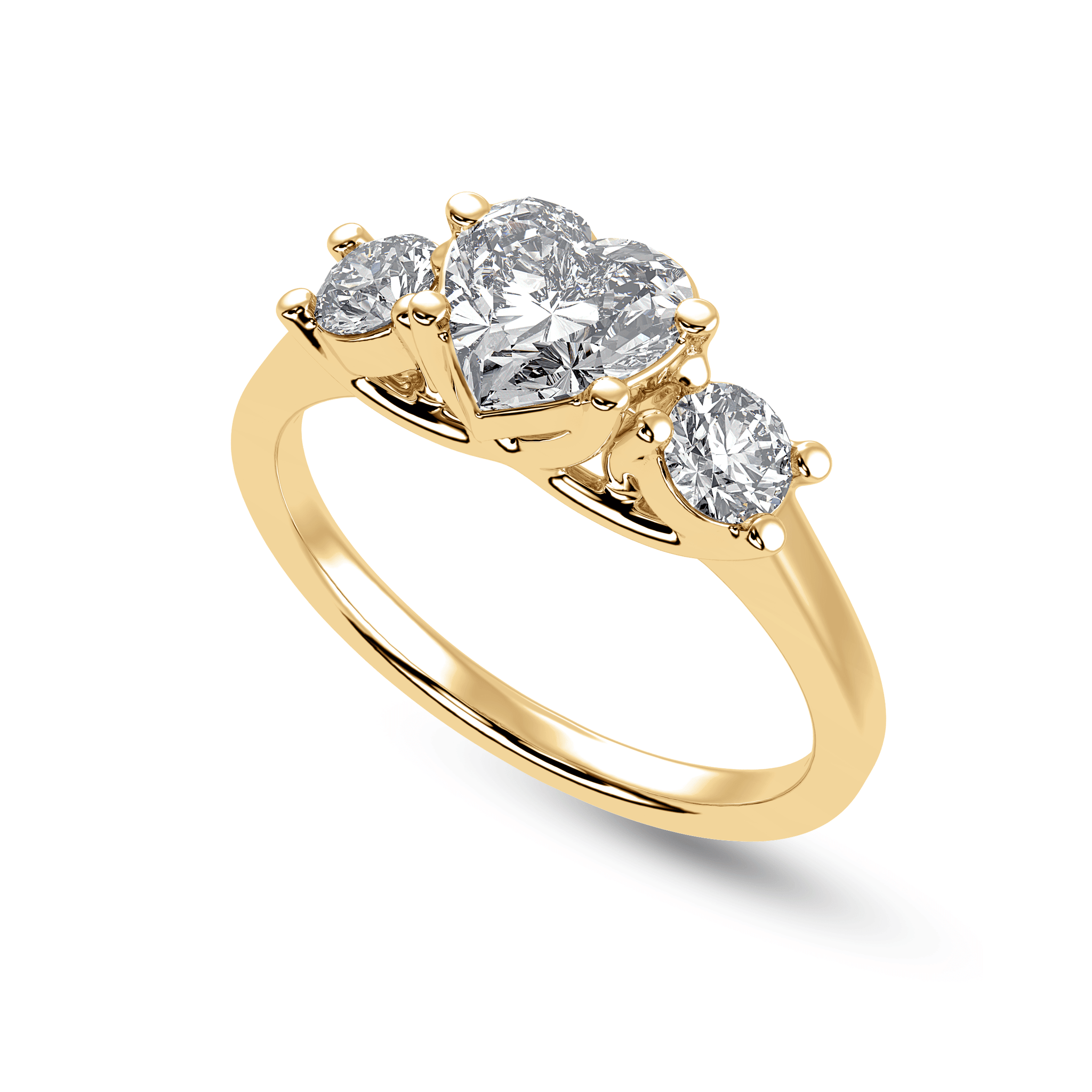 70-Pointer Heart Cut Solitaire Diamond Accents 18K Yellow Gold Ring JL