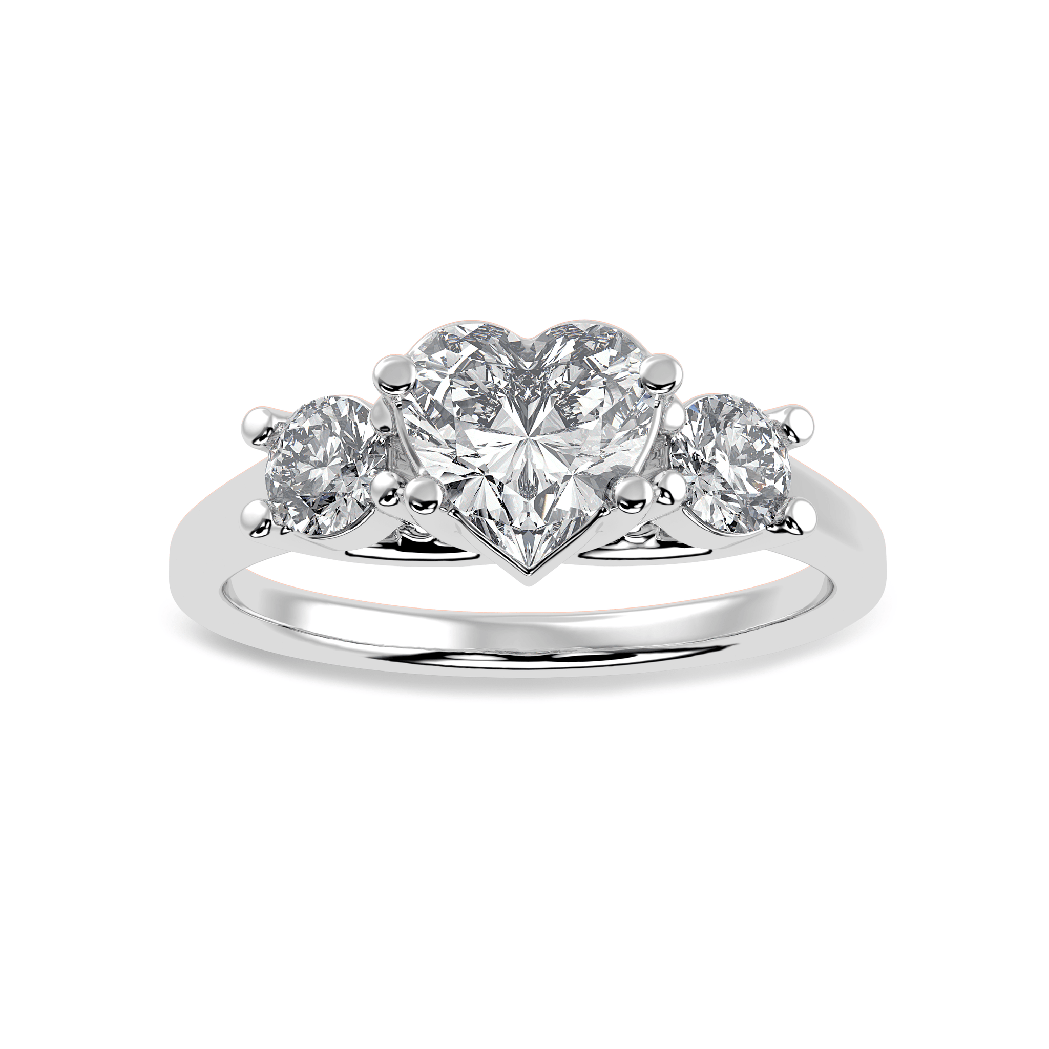 Jewelove™ Rings I VS / Women's Band only 70-Pointer Heart Cut Solitaire Diamond Accents Platinum Ring JL PT 1233-B