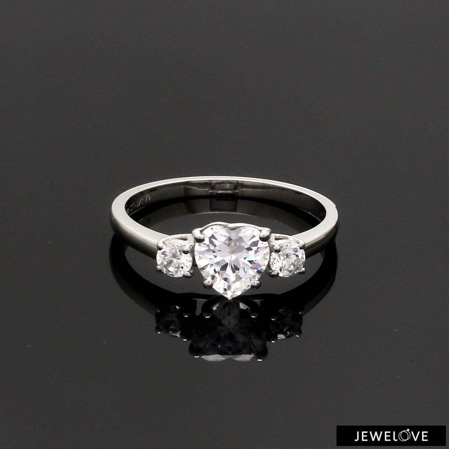 Jewelove™ Rings I VS / Women's Band only 70-Pointer Heart Cut Solitaire Diamond Accents Platinum Ring JL PT 1233-B