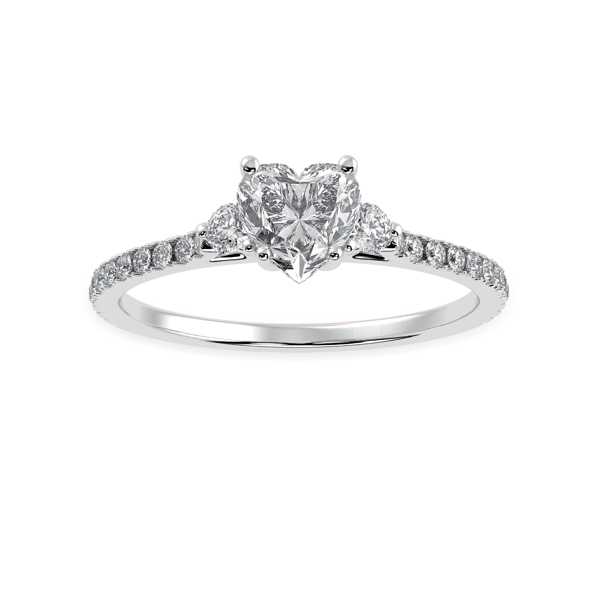 Jewelove™ Rings I VS / Women's Band only 70-Pointer Heart Cut Solitaire Diamond Accents Shank Platinum Ring JL PT 1243-B