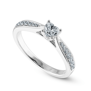 Jewelove™ Rings I VS / Women's Band only 70-Pointer Heart Cut Solitaire Diamond Shank Platinum Ring JL PT 1281-B