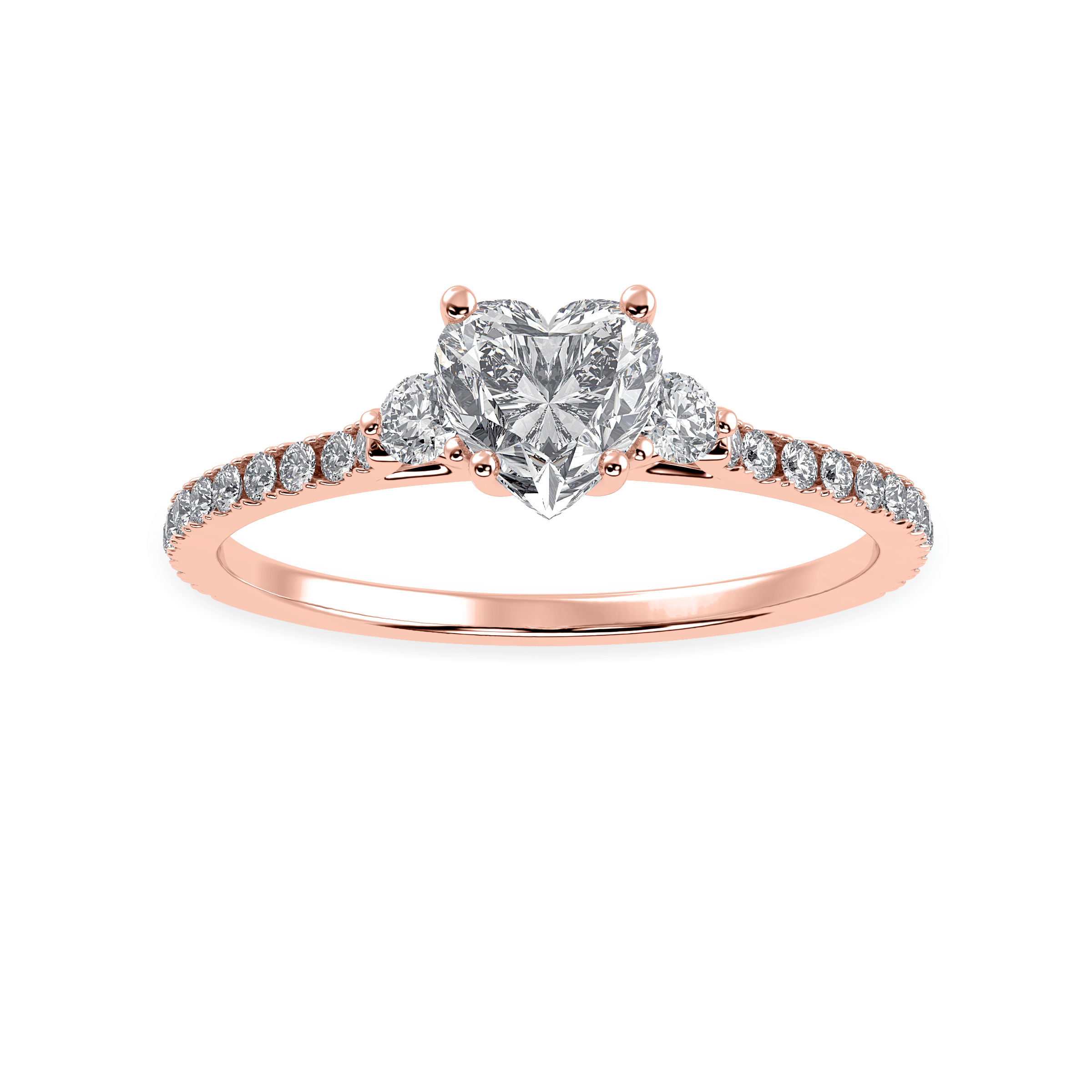 Jewelove 70-Pointer Heart Cut Solitaire Diamond Split Shank 18K Rose Gold Ring JL AU 1243R-B