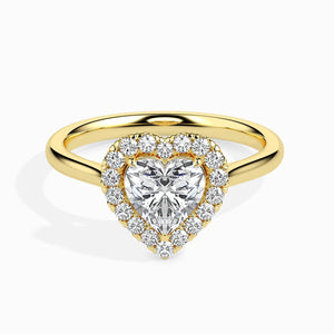 Jewelove™ Rings Women's Band only / VS I 70-Pointer Heart Cut Solitaire Halo Diamond 18K Yellow Gold Ring JL AU 19028Y-B